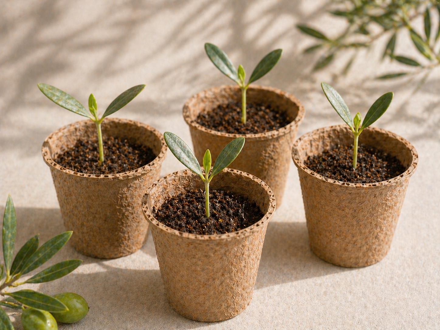 Junge Ölbaum Keimlinge für die Anzucht eines Olivenbaum Bonsai