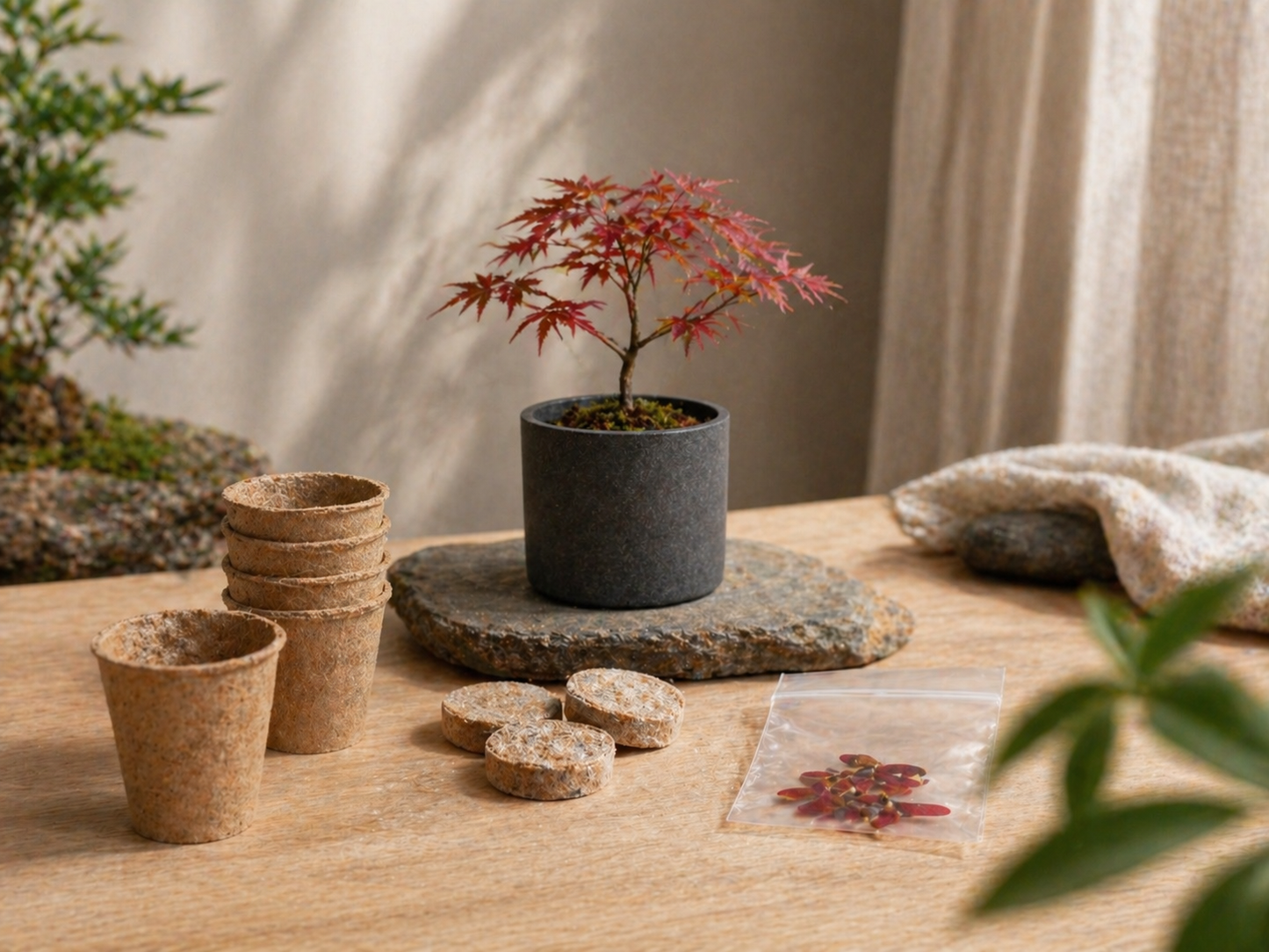Roter Ahorn Bonsai Anzuchtset als Geschenk für Pflanzenfreunde